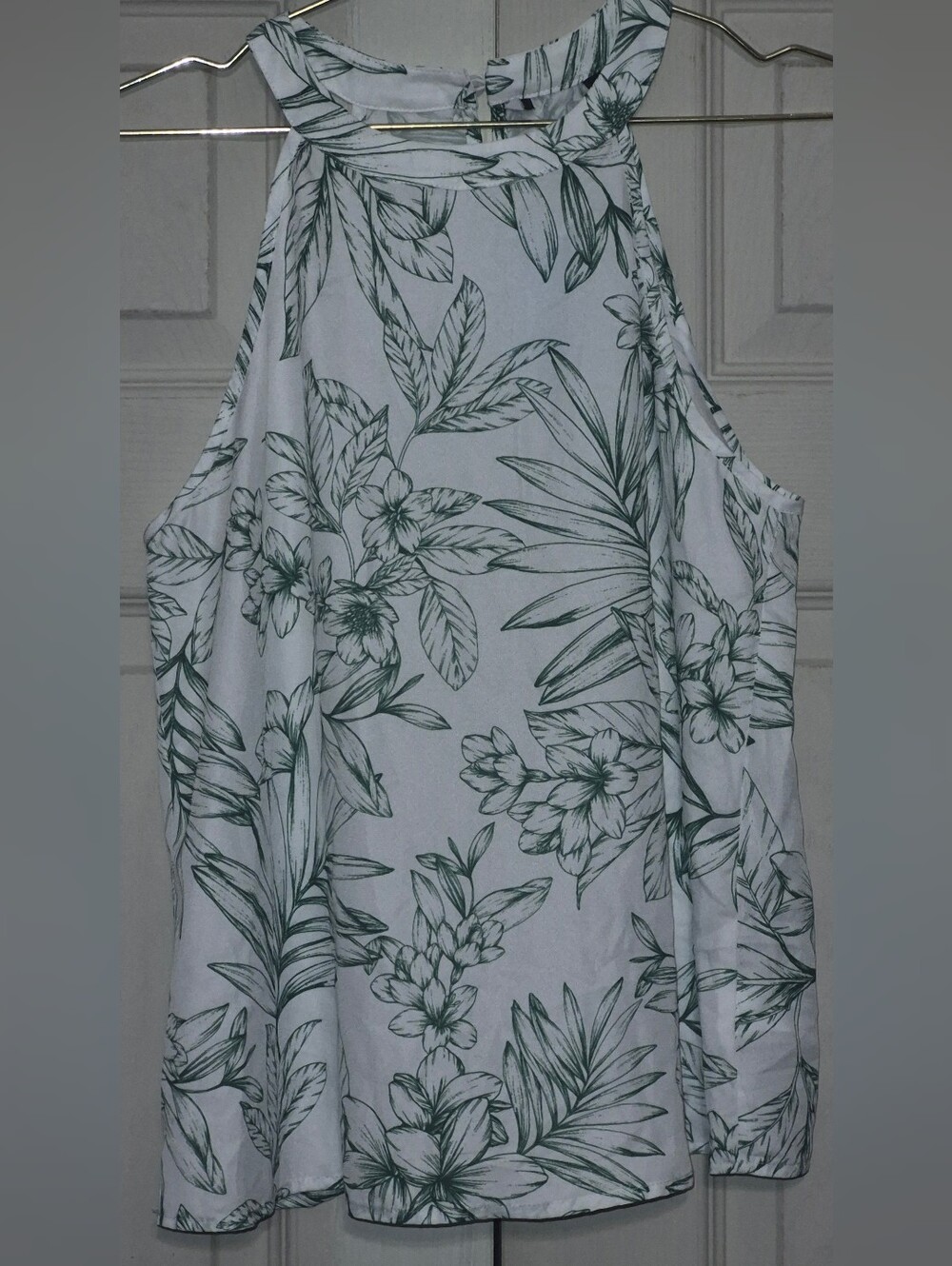 Cupshe White Halter Tank with Green Botanical Print